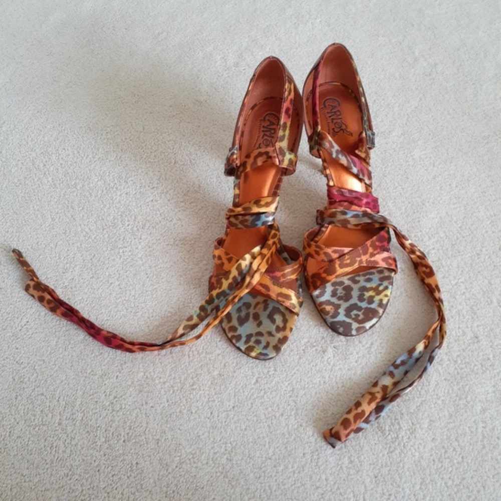 Carlos Santana "SALSA" Leopard Print Tie Up Heels